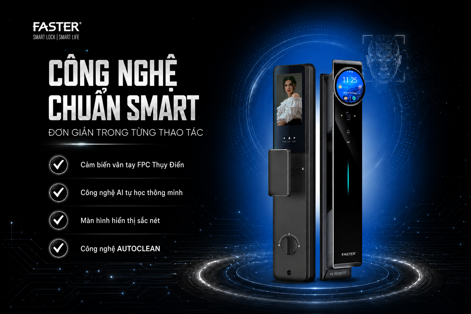 Faster ra mắt khóa thông minh màn hình cảm ứng 16 triệu màu