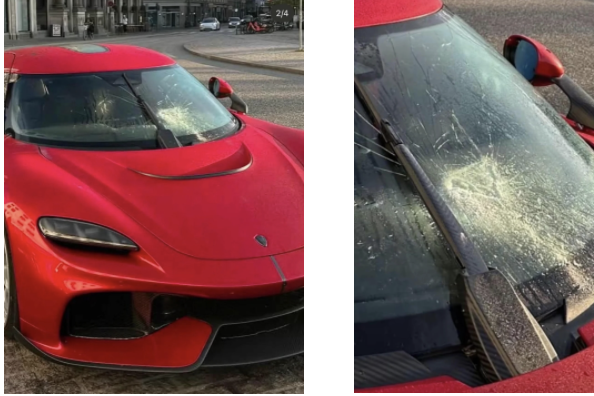 Đỗ trước khách sạn, siêu xe Koenigsegg hàng hiếm 80 tỷ đồng bị đập vỡ kính