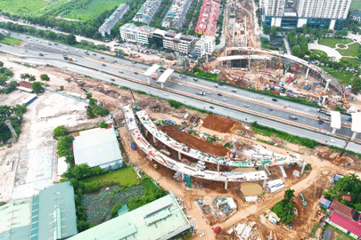 Nút giao tuabin gần 2.400 tỷ đồng trên Vành đai 3.5 dần thành hình