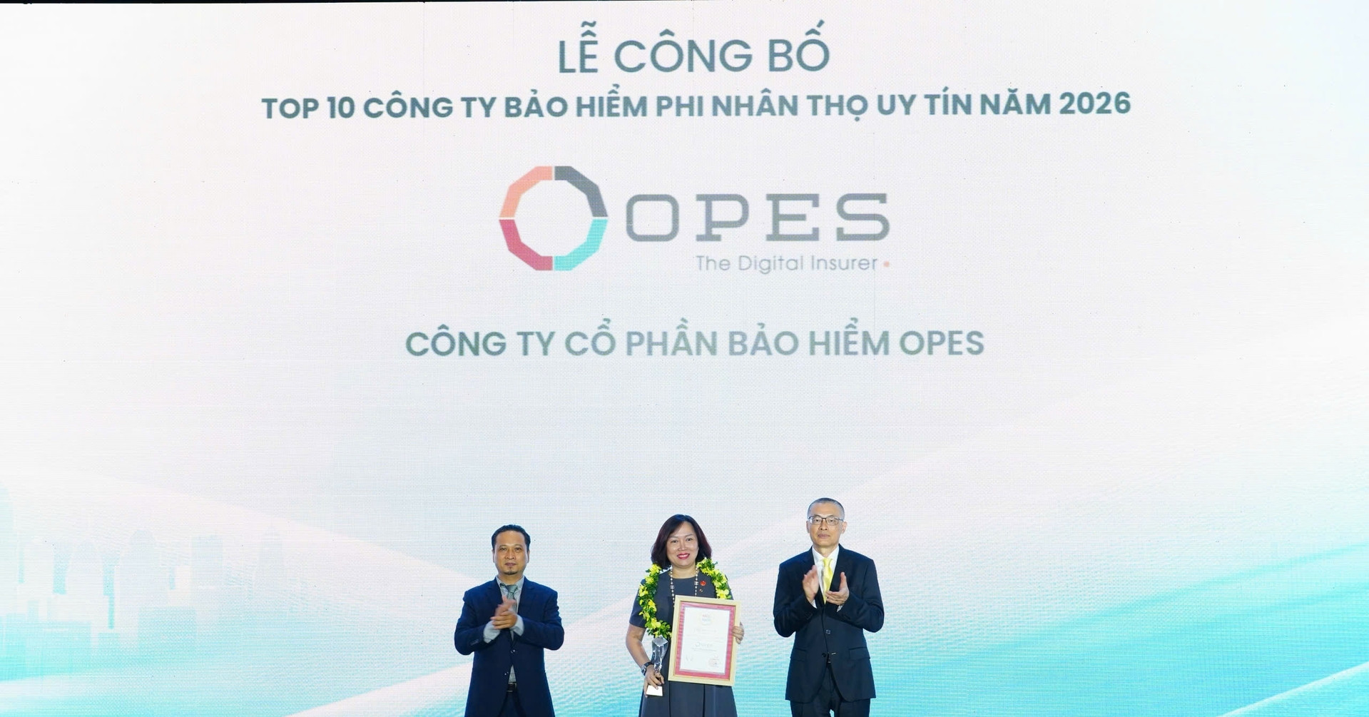 OPES thăng hạng trong Top 10 Công ty bảo hiểm phi nhân thọ uy tín Việt Nam 2026