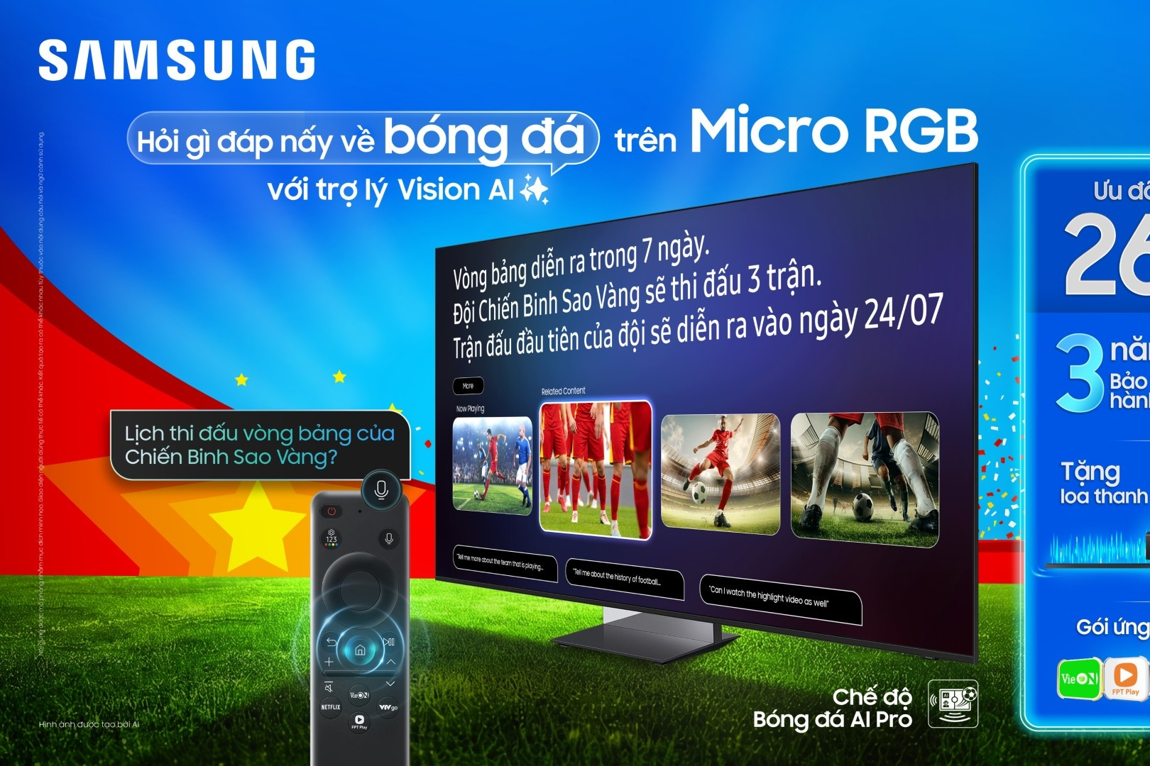 Samsung AI TV cùng trợ lý VAC nâng tầm trải nghiệm xem ASEAN Cup trên FPT Online