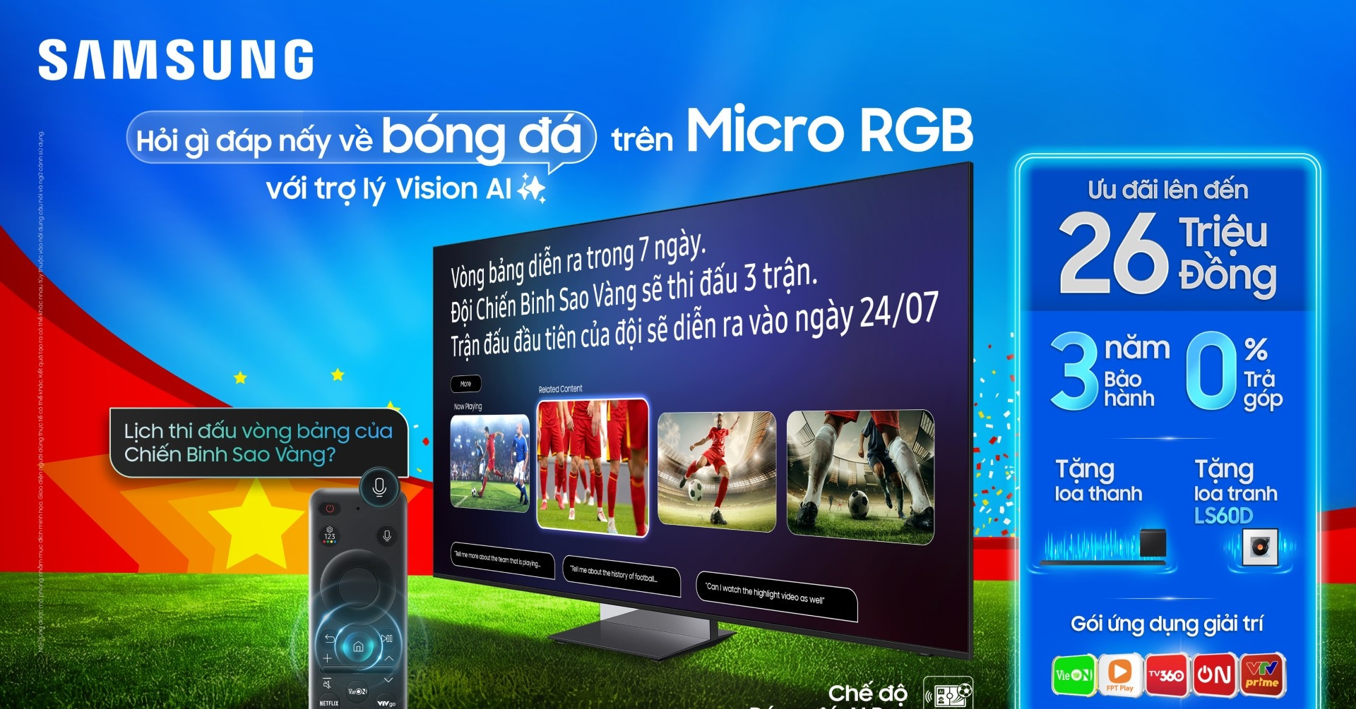 Samsung AI TV cùng trợ lý VAC nâng tầm trải nghiệm xem ASEAN Cup trên FPT Online