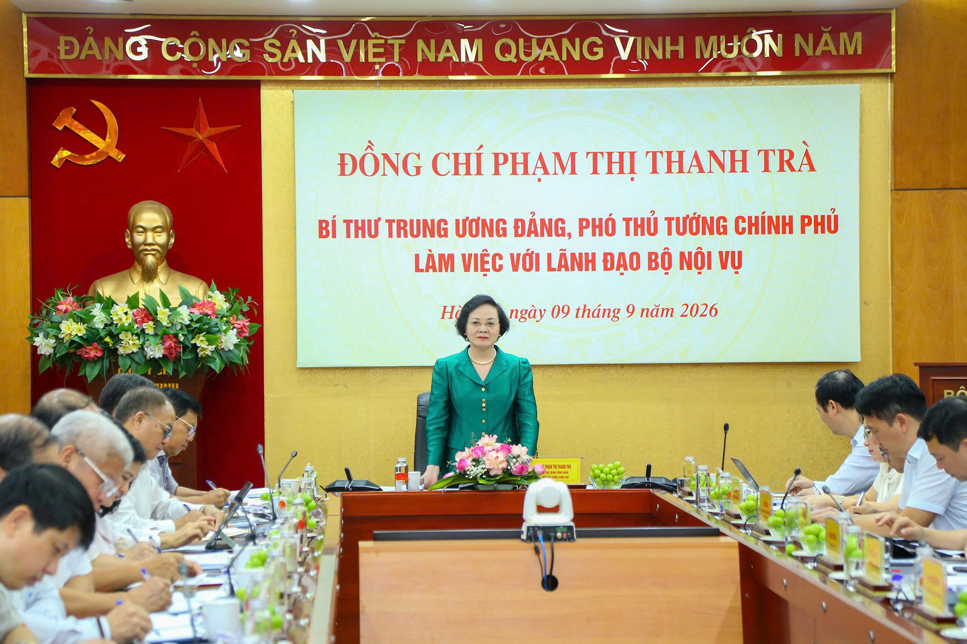Phó Thủ tướng Phạm Thị Thanh Trà làm việc với Bộ Nội vụ hôm 9/9. Ảnh: Bộ Nội vụ
