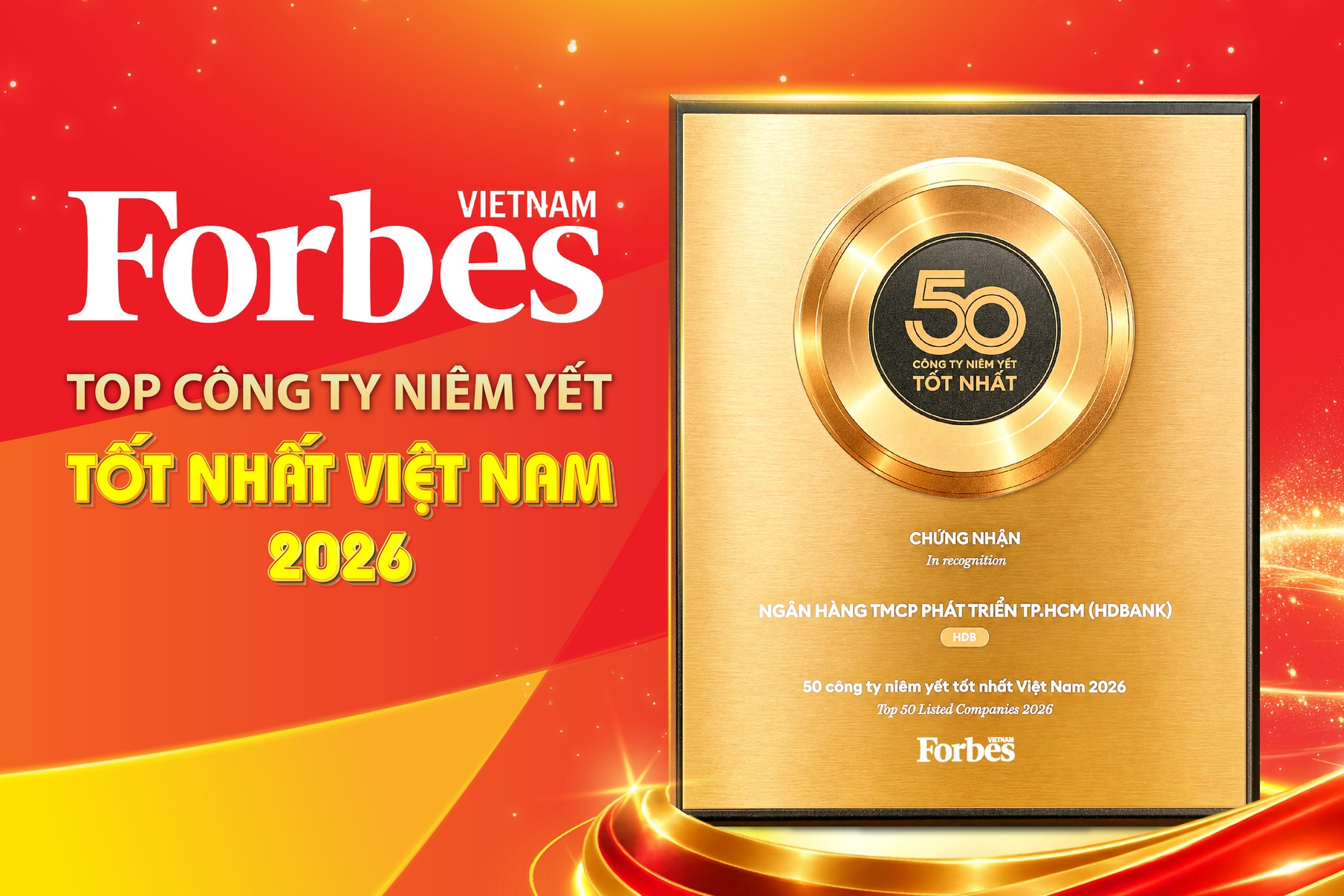 HDBank tiếp tục vào Top 50 Forbes Việt Nam trong bước chuyển của thị trường vốn