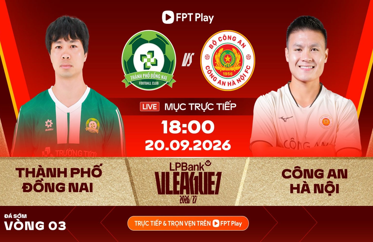 Trực tiếp bóng đá Đồng Nai vs CAHN: Công Phượng đối đầu Quang Hải, Đình Bắc