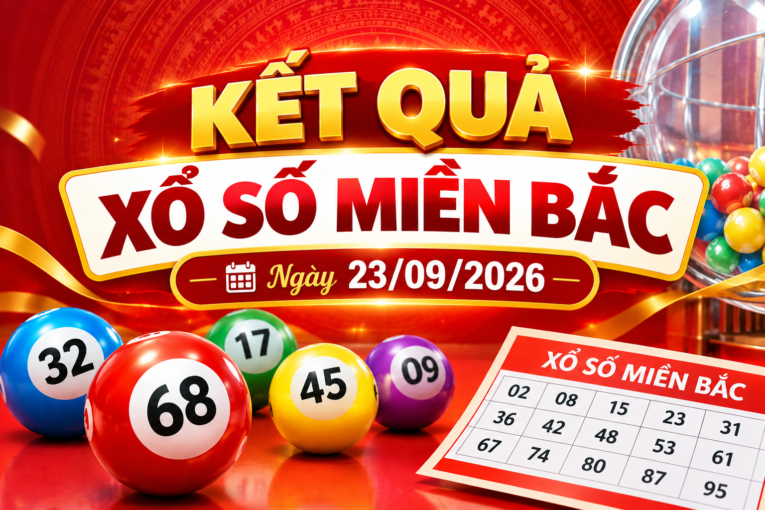 Kết quả xổ số miền Bắc hôm nay 23/09/2026