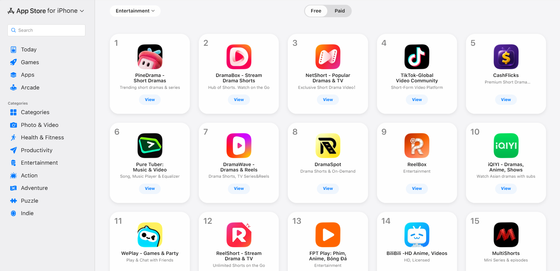 app phim ngắn app store