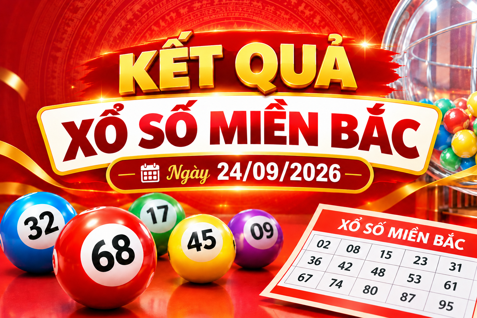 Kết quả xổ số miền Bắc hôm nay 24/09/2026