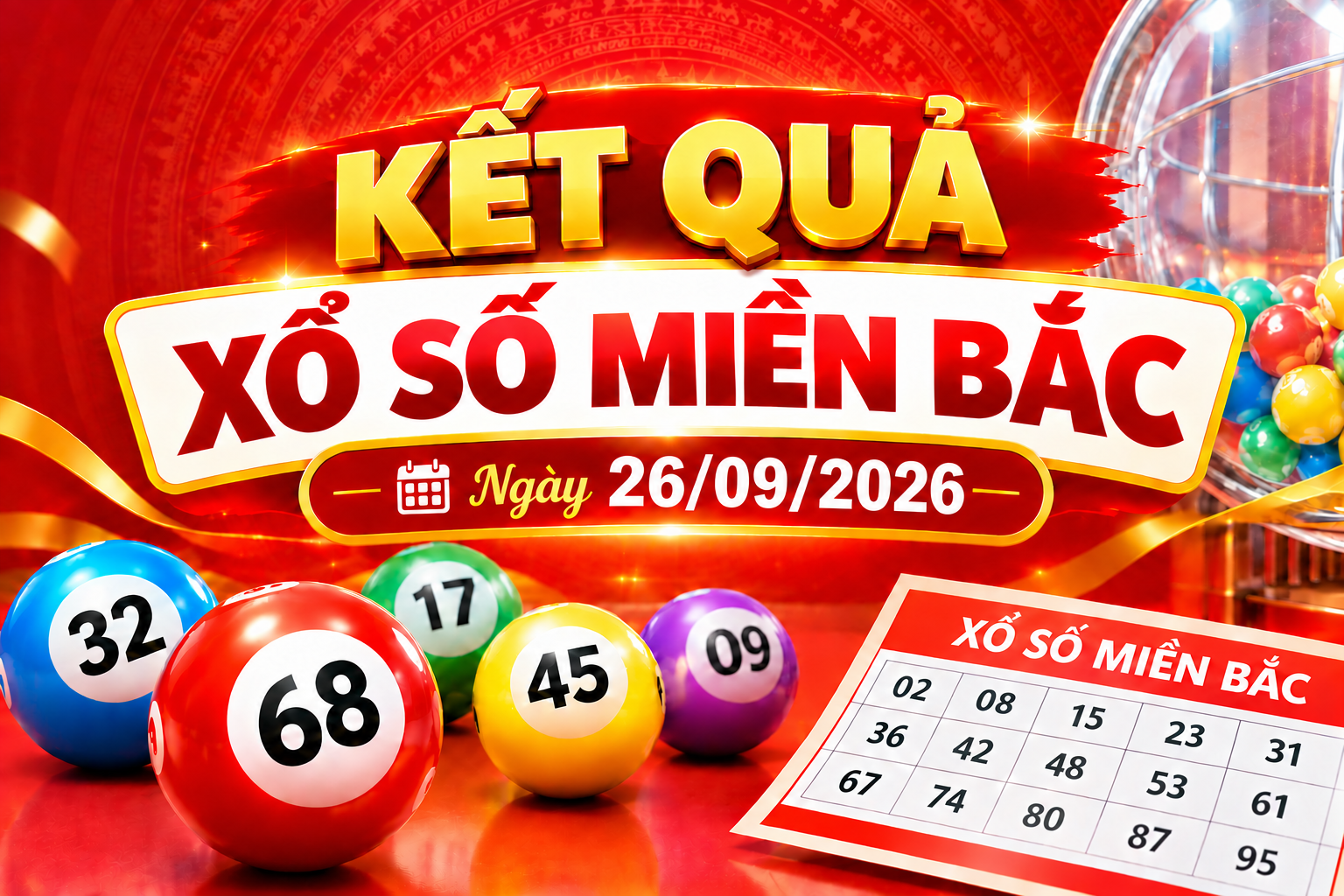 Kết quả xổ số miền Bắc hôm nay ngày 26/09/2026
