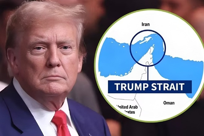 Ông Trump đăng ảnh 'eo biển Trump' khi Iran kêu gọi ngừng bắn 7 ngày ở Hormuz