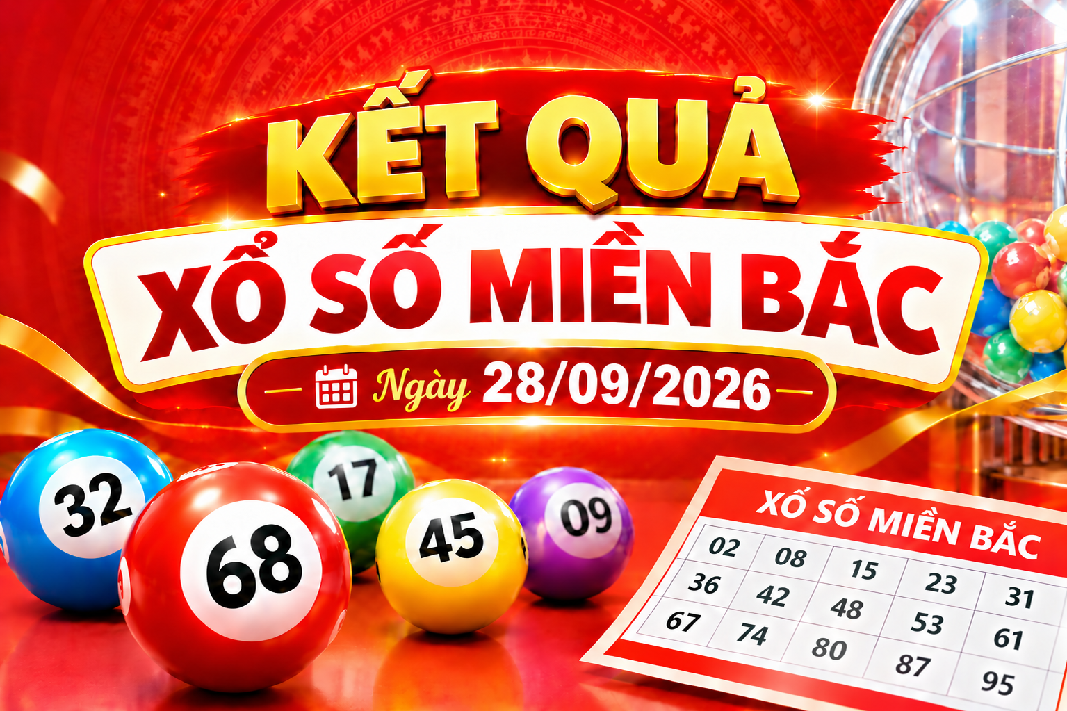 Kết quả xổ số miền Bắc hôm nay ngày 28/09/2026