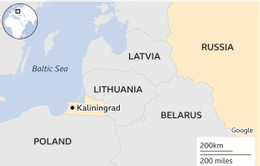 Kaliningrad nằm tách rời với phần lãnh thổ chính của Nga. Ảnh: BBC