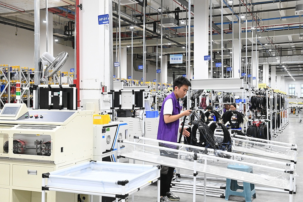 A photo of the production line in the Luxshare automotive electronics industrial park, Fuyang, Anhui province, Aug 12, 2024. [Photo/VCG]