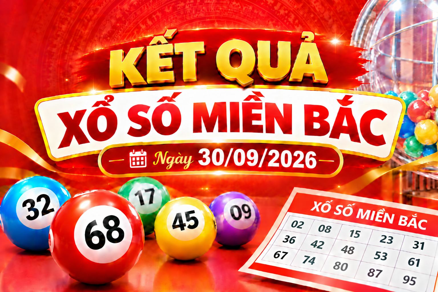 Kết quả xổ số miền Bắc hôm nay ngày 30/09/2026