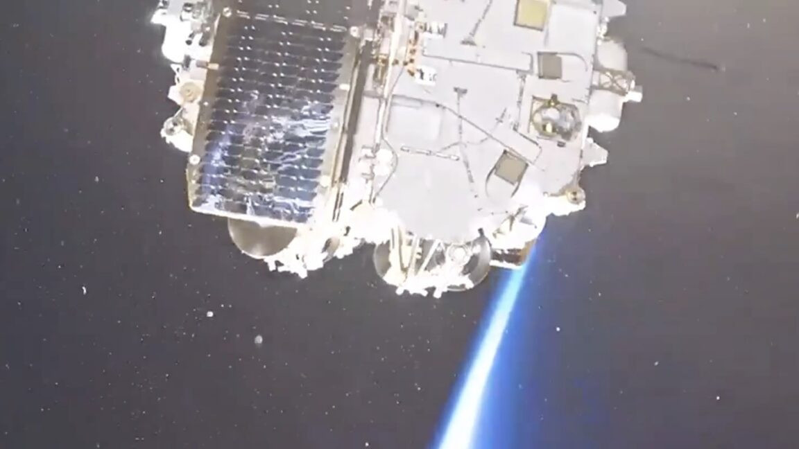 A view of one of Russia's Rassvet satellites moments after separating from its Soyuz launch vehicle in March. Credit: Bureau 1440