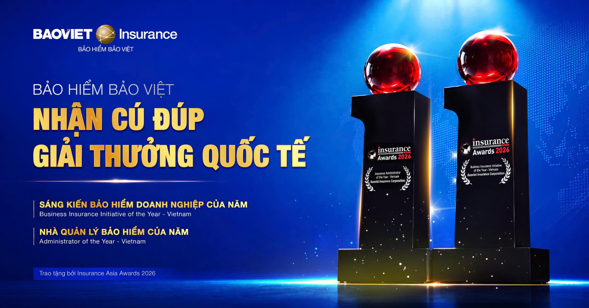 Bảo hiểm Bảo Việt nhận cú đúp giải thưởng quốc tế về đổi mới, quản trị