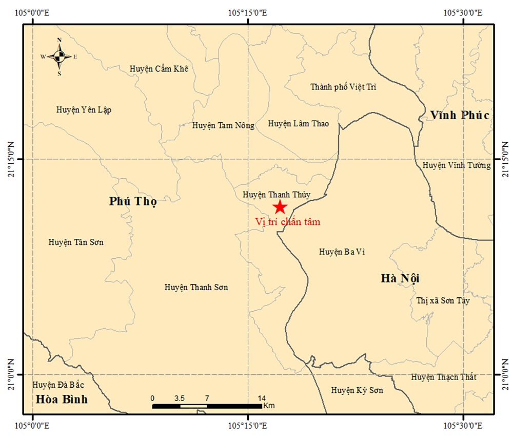 The Phu Tho earthquake causes a slight tremor in Hanoi, but no damage was reported