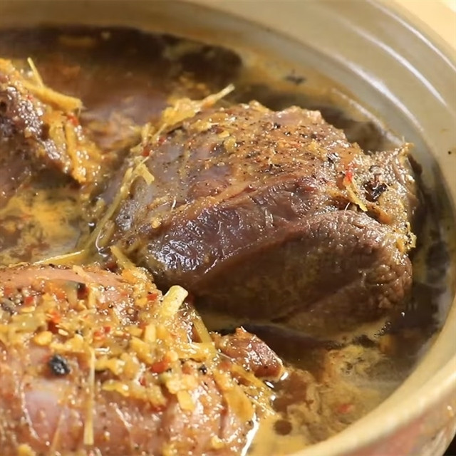 Nghe An’s traditional beef shank braised with molasses, a must-try dish