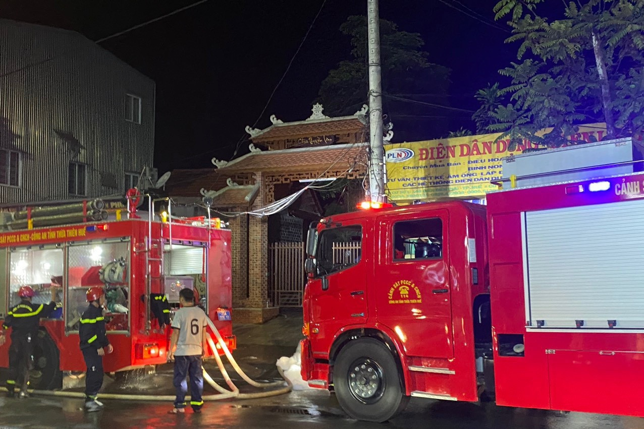Historic Thuyen Lam Pagoda in Hue City damaged by fire