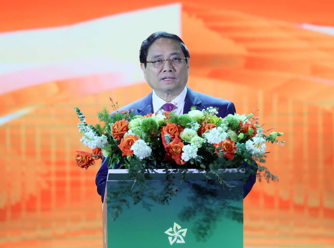 Prime Minister Pham Minh Chinh speaks at the opening ceremony of the first Autumn Fair 2025 in Hanoi on October 25, 2025. (Photo: VNA)