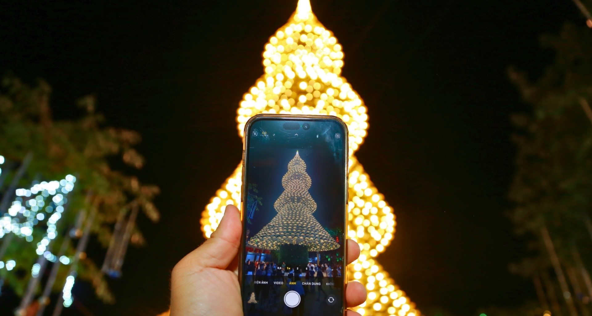 35-meter Christmas tree made of conical hats draws crowds in Dong Nai