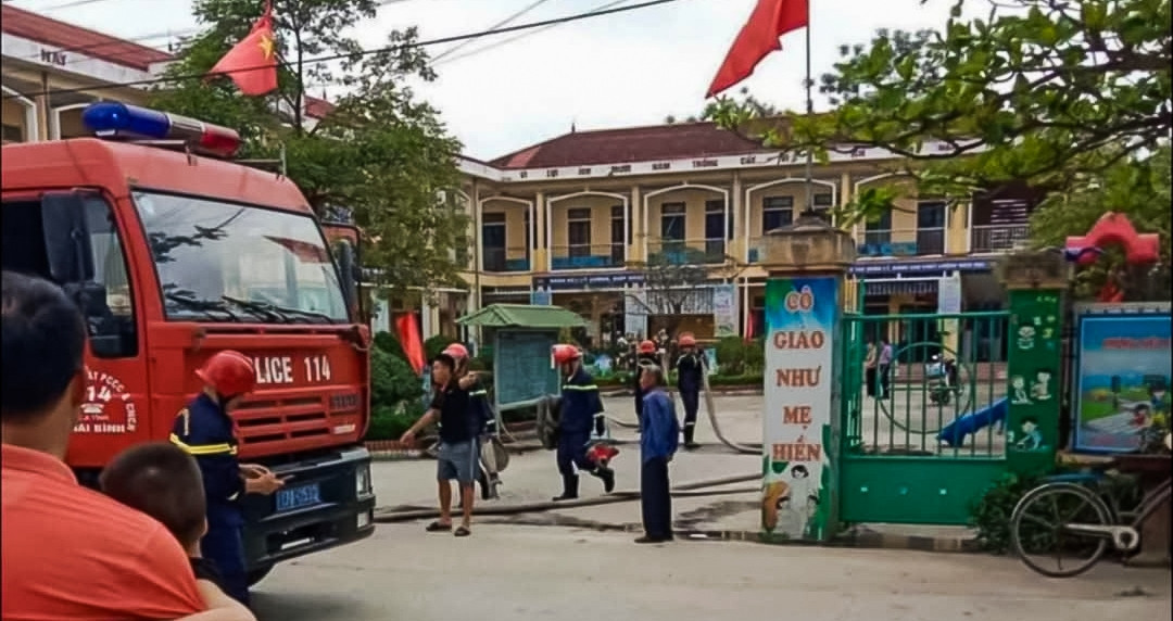 Gas leak causes fire at Thai Binh kindergarten, 200 evacuated