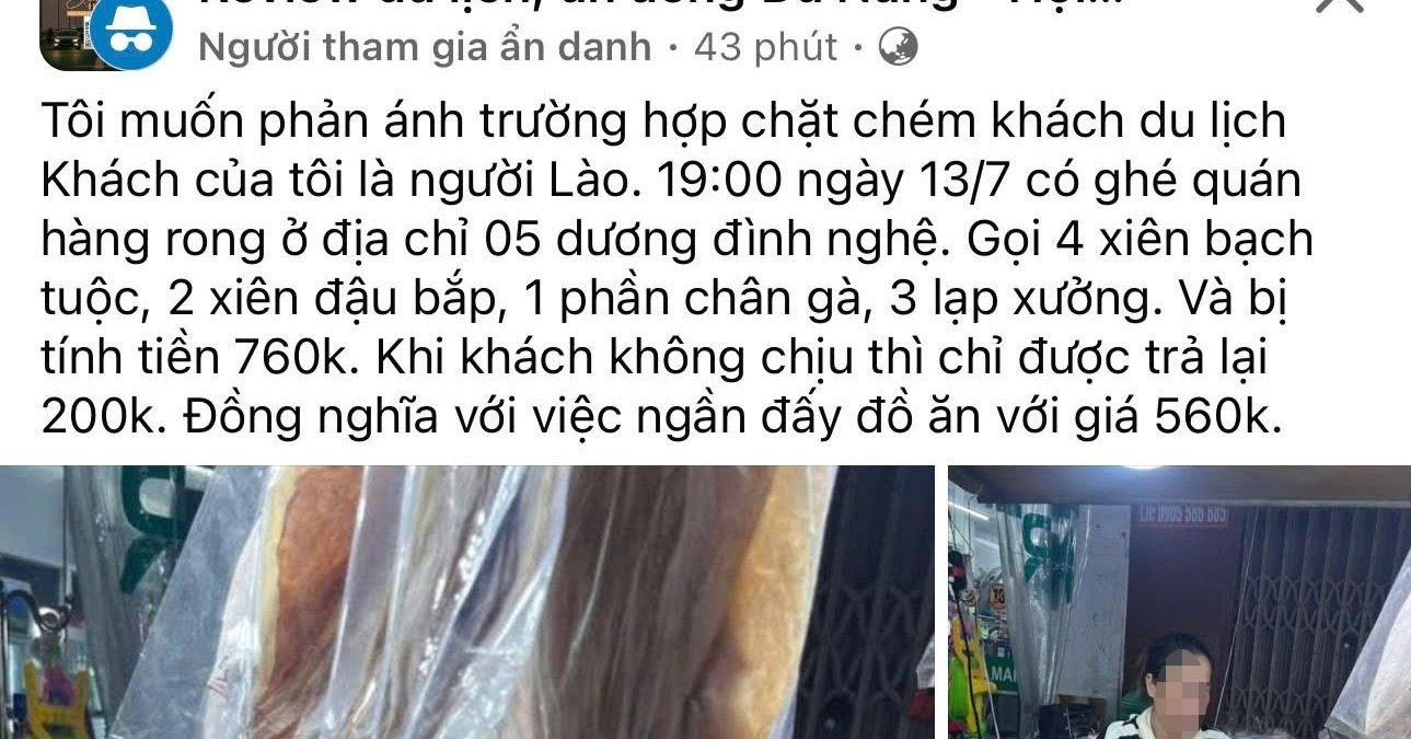 Tourist complaint over USD 32 snack sparks action in Da Nang