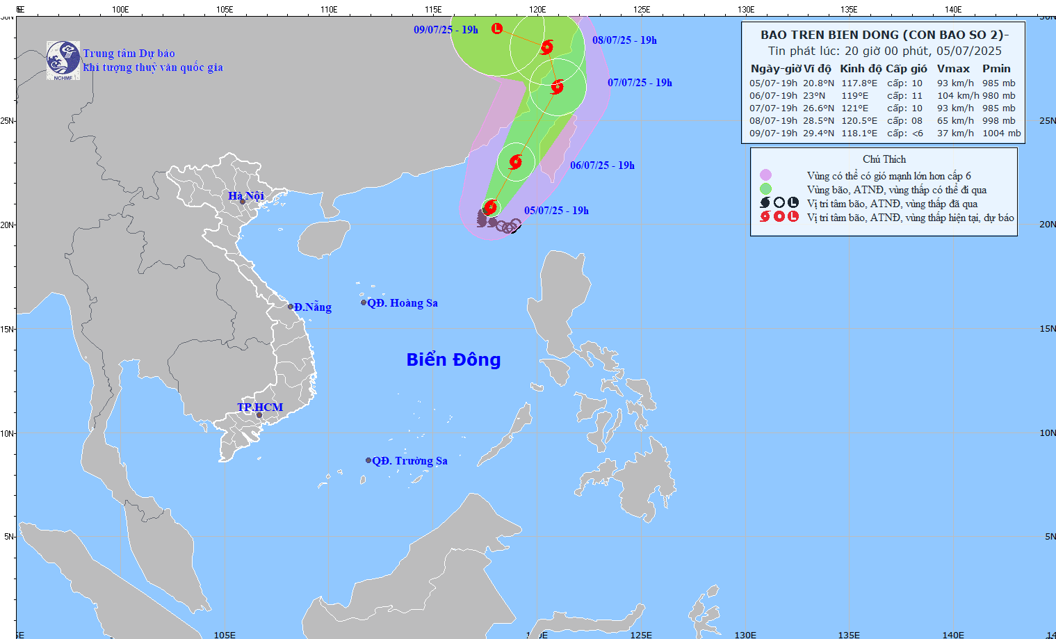 Storm No. 2 intensifies near East Sea, disaster risk level 3