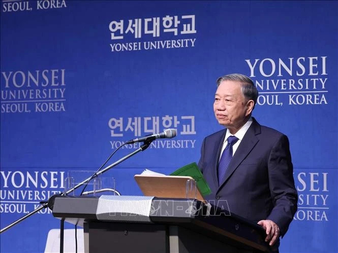 Party leader delivers keynote address at RoK’s Yonsei University
