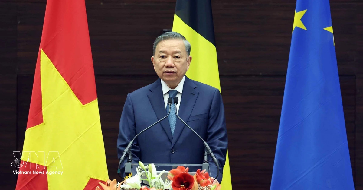 Top leader gives policy speech in Brussels, sharing vision for Vietnam–EU ties