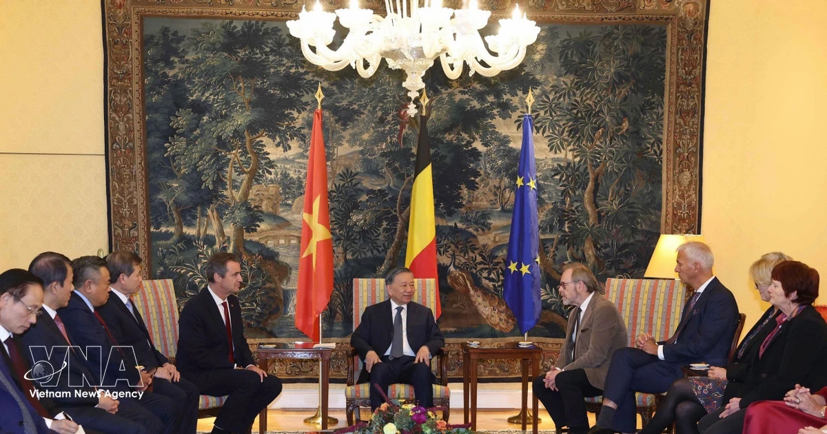 Top Vietnamese leader meets with Belgian Senate Speaker, House President