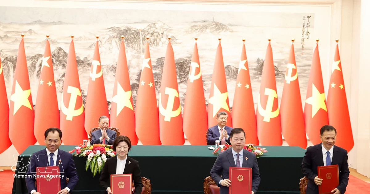 Top VN, Chinese leaders witness signing of numerous cooperation documents