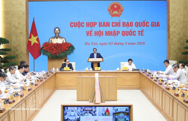 The meeting of the National Steering Committee for International Integration on April 3. (Photo: VNA)