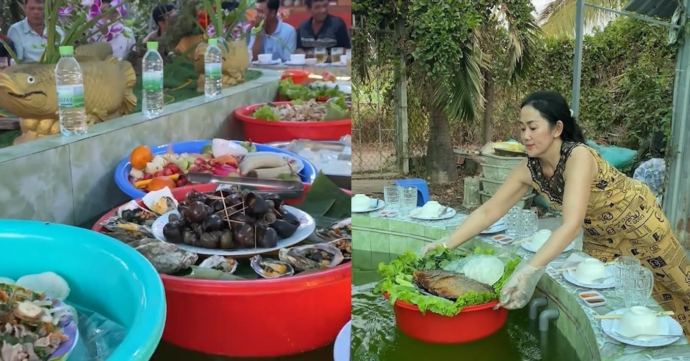 Floating funeral feast in Vietnam stuns millions with fish pond conveyor idea