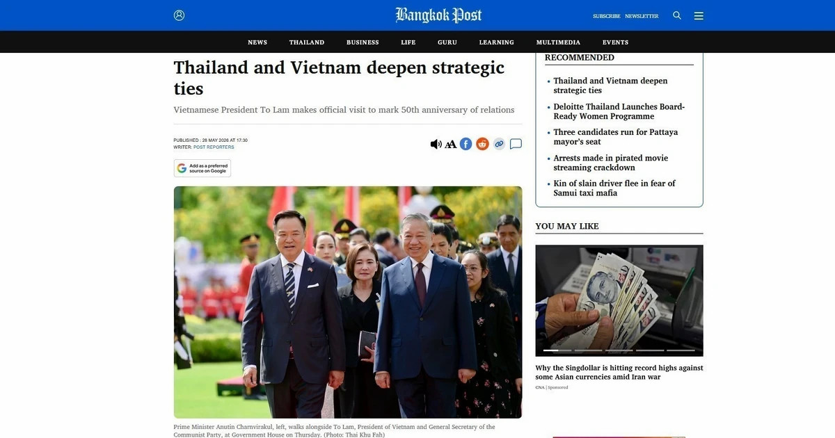Thai media highlights Party Chief and President To Lam’s official visit