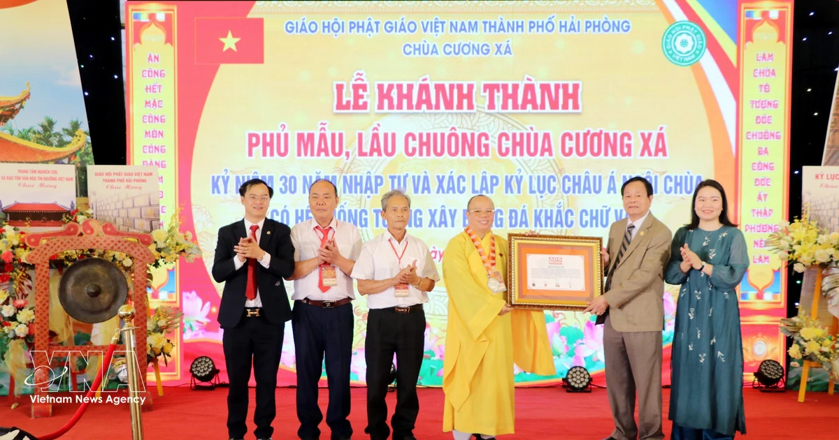 Hai Phong temple sets Asia record for Buddhist swastika stone walls