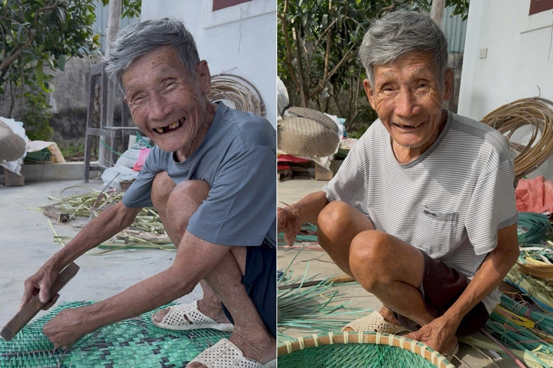 95-year-old Nghe An elder eats 5 meals a day, weaves crafts