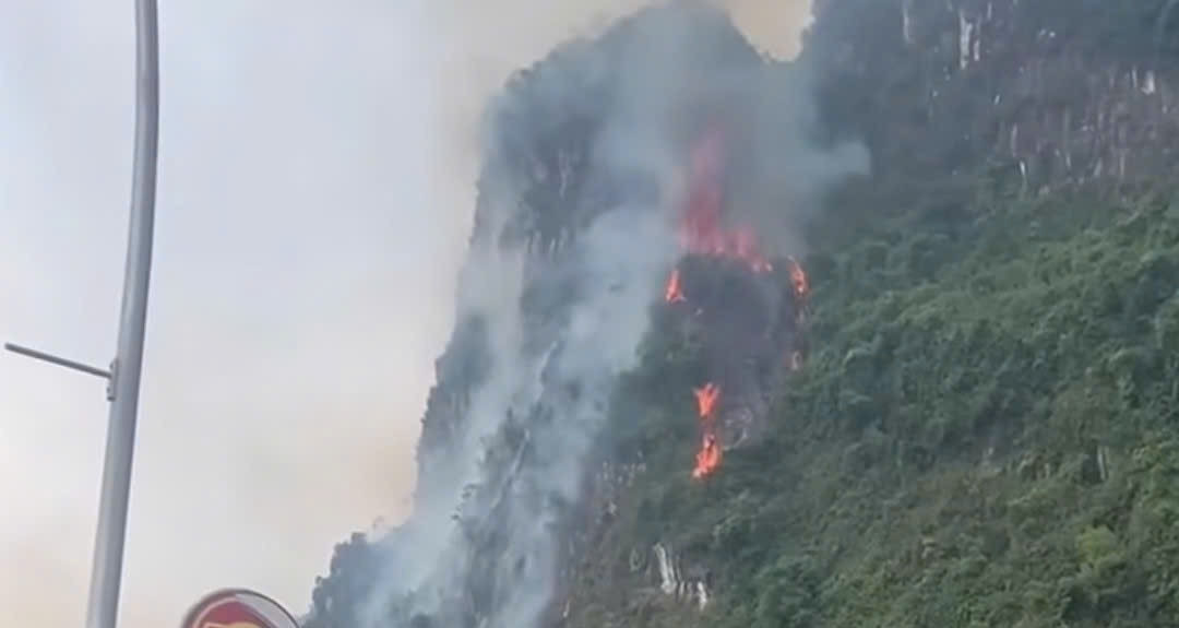 Lightning sparks overnight forest fire in northern Vietnam