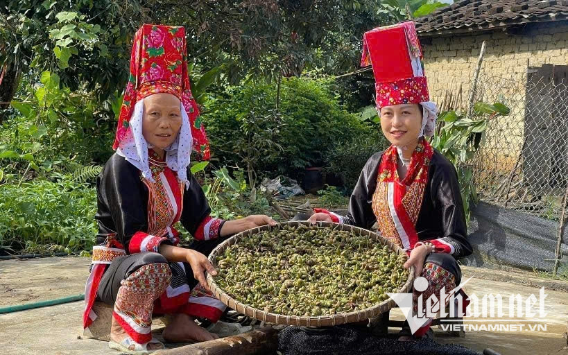 W-Chị Hiền (bên phải) giới thiệu, quảng bá sản phẩm thuốc truyền thống người Dao Thanh Phán của gia đình.jpg