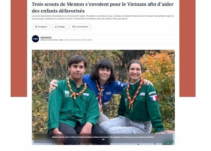 Three young French volunteers embark on humanitarian journey to Vietnam