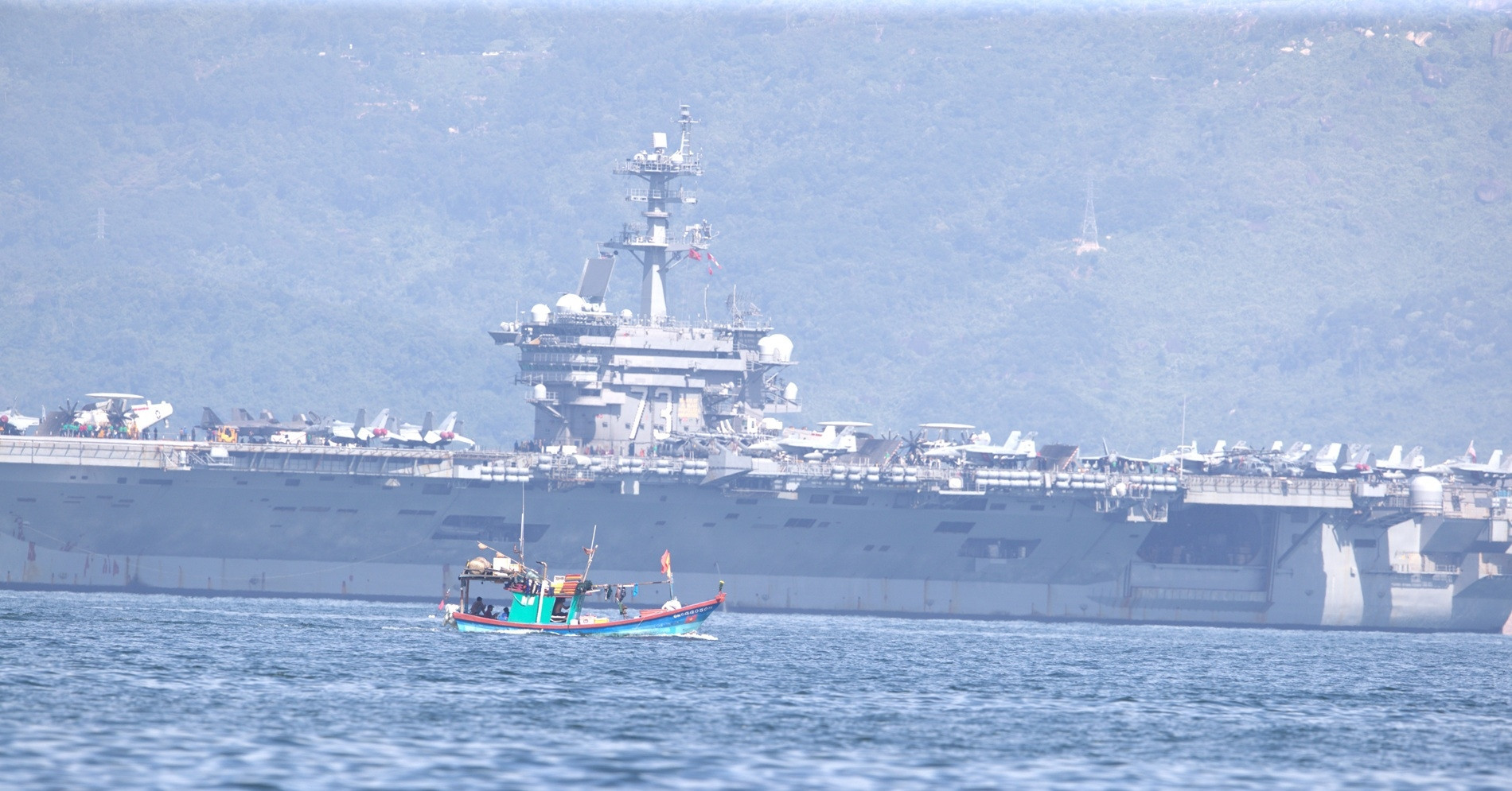 USS George Washington docks in Da Nang on Vietnam goodwill visit