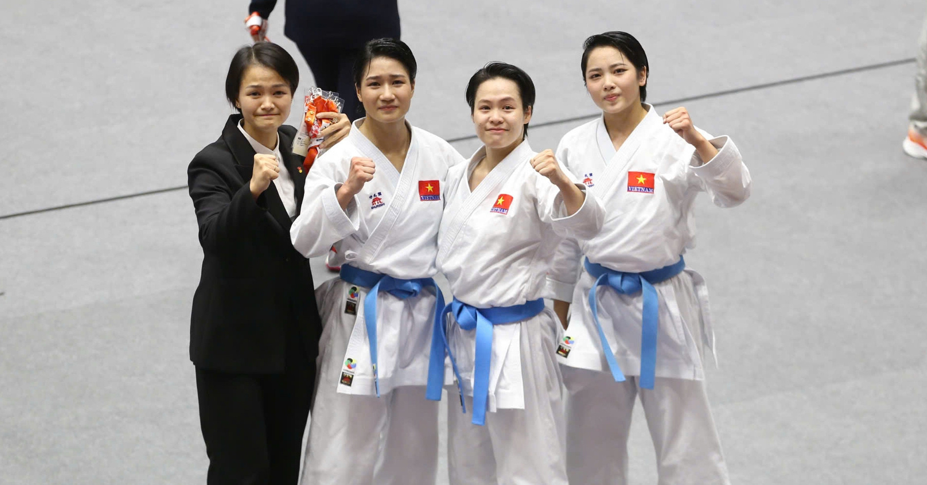 Vietnam karate trio in tears after winning Asian Games gold