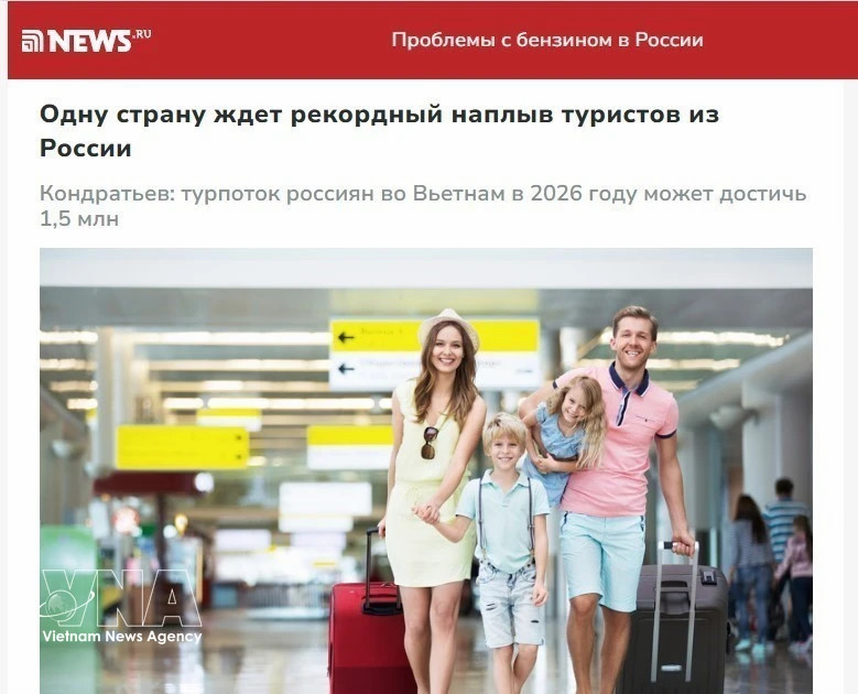 Russian arrivals to Vietnam forecast to reach record high